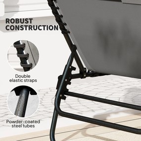 Outsunny Leżak ogrodowy z wyściełaniem i boczną kieszenią, Leżak basenowy, Szary