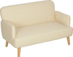 HOMCOM Dwumiejscowa Sofa, kompaktowa, przyjazna dla skóry, do 240 kg, 130x74x79 cm, Kremowa