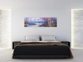 Obraz - Idzie jesień, obraz olejny (170x50 cm)