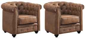 Zestaw 2 foteli CHESTERFIELD z  mikrofibry o wyglądzie postarzanej skóry