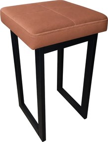 Taboret Solid podstawa metalowa stołek loft Eko-skóra : Kolor Stelaża - Czarny , Kolor tkaniny - EKO-SKÓRA - 14D, Typ tkaniny - Eko-skóra , Wysokość - 60 cm