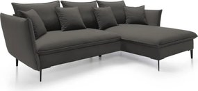 Narożnik GLOSS Prawostronny z funkcją spania, zestaw z poduszkami wolnostojący tkanina RIVIERA 100 Czarny WERSAL