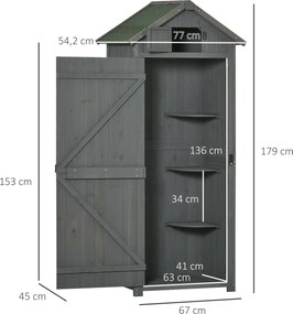 Outsunny Szafka Ogrodowa 77cm z Półkami z Drewna Szary+Zielony | Aosom PL