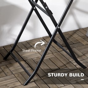 Outsunny Stół tarasowy okrągły składany dla 2 osób imitacja drewna ciemnoszary 60x60x73cm | Aosom PL