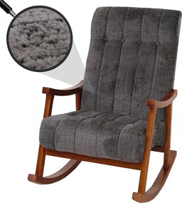 Fotel bujany MCW-K10, ciemnoszary, stelaż w kolorze orzecha włoskiego