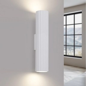 Lampa ścienna minimalistyczny Gloow, aluminium - 2 źródło światła 3000K - L.6.5 x H.30 cm - biały