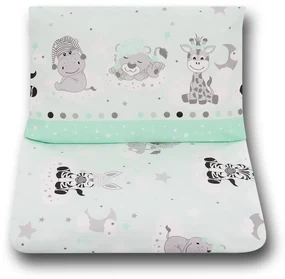 Pościel Do łóżeczka Niemowlęca Dziecięca Poszewki 135x100 - Zebra żyrafa Mięta
