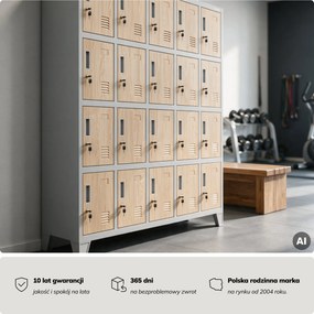 Szafa skrytkowa socjalna BHP szara / dąb sonoma, 1360x1720x450 mm: ROBERT Eco Design