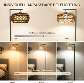 HOMCOM Lampa stojąca LED z podwójnym kloszem, ściemniana z 3 temperaturami barwowymi do salonu, sypialni, biura, Czarny | Aosom PL