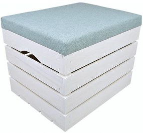 Pufa kufer skrzynia drewniana sosnowa siedzisko 50cm malowana biała