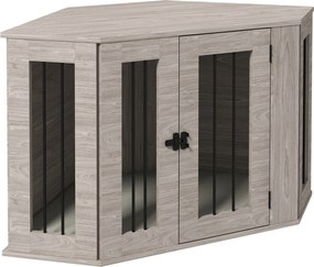 PawHut Klatka dla psa, projekt narożny, z zamknięciem, 1 poduszka leżakowa, 104 x 55 x 63 cm, Brązowy