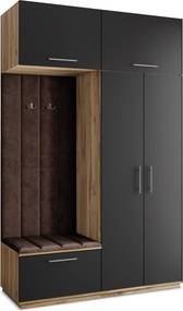 Masseno Garderoba REMA 150/240/60 cm Nowoczesna Szafa do Przedpokoju Dąb wotan, MONOLITH 29 (Brązowy)