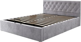 Łóżko 140x200 cm z weluru z stelażem na listwy - Szary