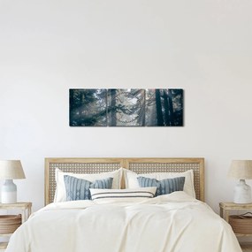 Obraz drzew, przez które prześwieca słońce (z zegarem) (90x30 cm)