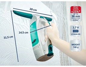 Leifheit Window Cleaner 51003 odkurzacz do okien z myjką i drążkiem 43 cm