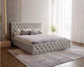 Łóżko 180x200 cm Verti Slim - pojemnik, stelaż, jasny szary (Magic Velvet 2218)