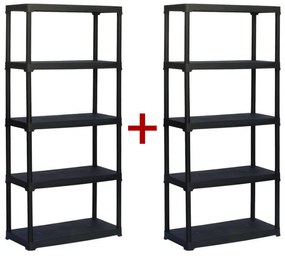 Regał plastikowy TEMPO 1+1 GRATIS, 1800x800x390 mm, 5 półek