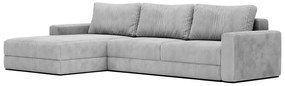 Sofa narożna, rozkładana NEVI szary sztruks 345/185/76