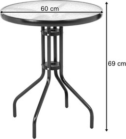 Zahradní set TREGO ISLAND - 2 židle s područkami a kulatý stůl ø 60 cm, antracitová