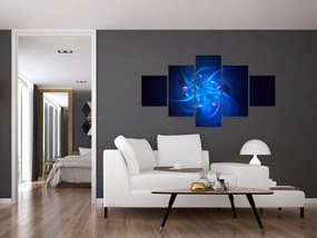 Nowoczesny obraz niebieskiej abstrakcji (125x70 cm)