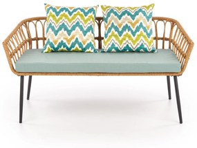 GARDENA 2S fotel podwójny czarny, naturalny, popielaty, rattan, boho