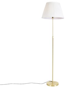 Lampa stojąca złota/mosiądz z plisowanym abażurem kremowym 45 cm - ParteWiejski/ Rustykalny / Vintage Oswietlenie wewnetrzne