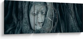 Obraz - Tajska twarz (z zegarem) (90x30 cm)