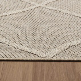 Dywan zewnętrzny sznurkowy Patara Romby beżowy 80 cm x 250 cm