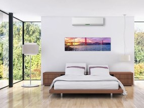 Obraz mostu z zachodem słońca (170x50 cm)