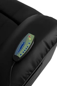 Fotel Masujący BONO Elektryczny Rozkładany z Podnóżkiem Czarny Ekoskóra Loft