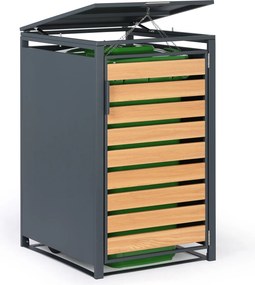 Wiata na pojemnik na odpady 240 l, 1160 x 695 x 800 mm, dekor drewna