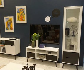 Stolik RTV Oslo duży biało-czarny