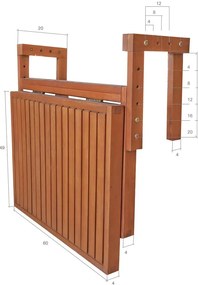 Wiszący stolik balkonowy 64x65 cm Berkeley – Garden Pleasure