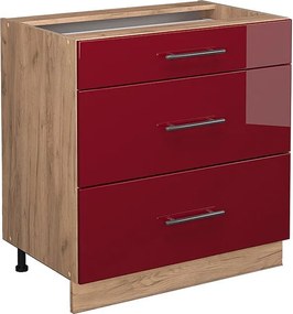 Szafka dolna do kuchni bordowa czerwień wysoki połysk 80x51.6x82 fame-line