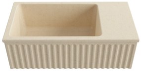 Umywalka betonowa ryflowana nablatowa / wisząca prostokątna 60 x 30 cm WELLE | różne kolory : Kolor - Kość słoniowa/Ecru, Typ montażu - nablatowa