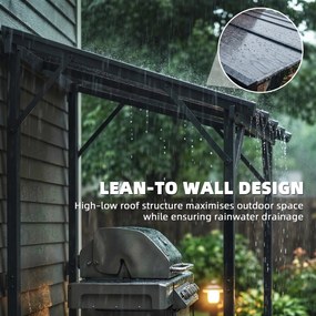 Outsunny Pawilon Grillowy 2,44 x 1,48 m z Pochyłym Dachem, Altana Ogrodowa z Ochroną UV 50+, Ciemnoszary | Aosom PL