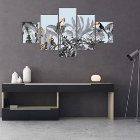 Obraz zwierząt w tropikalnym lesie (125x70 cm)