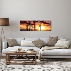 Obraz - Starożytny statek piracki (z zegarem) (90x30 cm)