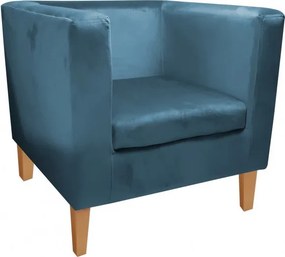 Fotel Monaco tkanina Welur : Kolor nogi - Drewno, Kolor tkaniny - VELVET - MG33, Wysokość nogi - 15 cm