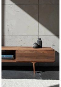 Brązowa szafka pod TV z litego drewna dębowego 220x45x45 cm Fawn – Gazzda