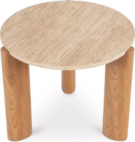 Stolik TRAVERTINO - funkcjonalny stolik do salonu 60 cm trawertyn / dąb