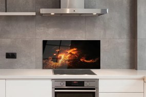 Szklany Panel Ogień z Pyska Smoka