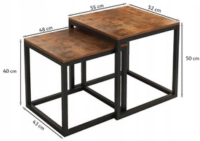 Zestaw stolików kawowych 2 w 1 – składane stoliki kwadratowe do salonu