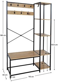 Wieszak z półkami BERDY, dąb