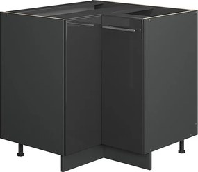 Szafka narożna antracyt wysoki połysk 80.5x60x82 fame-line