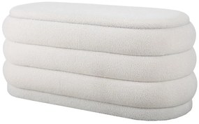 Ławka ze skrzynią  – tkanina typu bouclé – Kremowy – ECAMBI