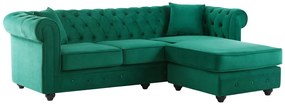 Kanapa narożna chesterfield odwracalna, z zielonego aksamitu TOLEDO