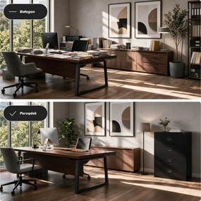 Szafa kartotekowa metalowa z 4 szufladami czarna, 900x1320x600 mm: SARA XL V4