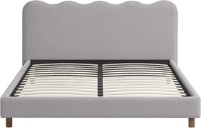 Łóżko Tapicerowane 160x200 cm IZMIR ze Stelażem Dwuosobowe Boucle Szare
