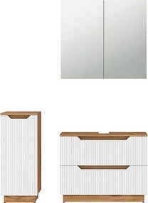Zestaw mebli łazienkowych dąb/białe paski 79.6x32x62.5 lotta